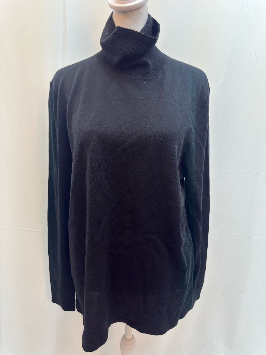 Lord & Taylor Black Turtleneck Wool Blend Sweater M